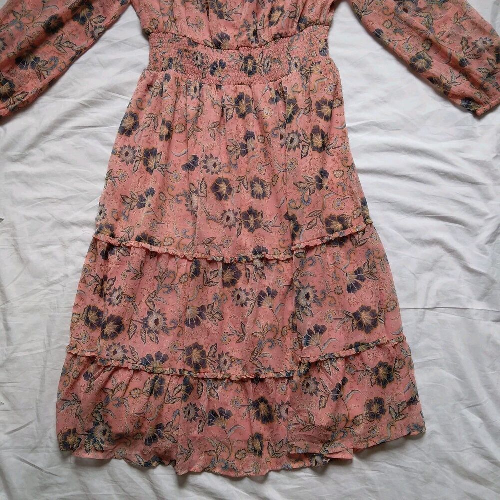 Patrons of Peace Dress Gypsy Floral Boho Peasant Pink Blue Womens Large - Picture 13 of 14